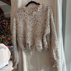 Wild Honey Multicolor Distressed Knit Sweater